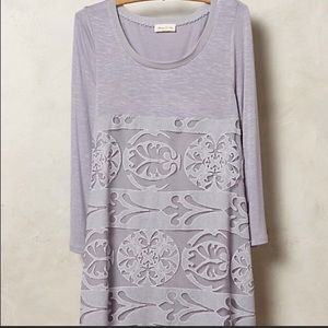 EUC Meadow Rue lavender tunic with lace overlay